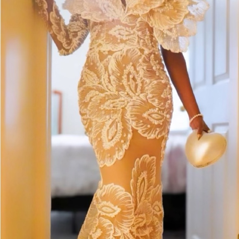Elegant White Lace Dress - Picture 3 of 6